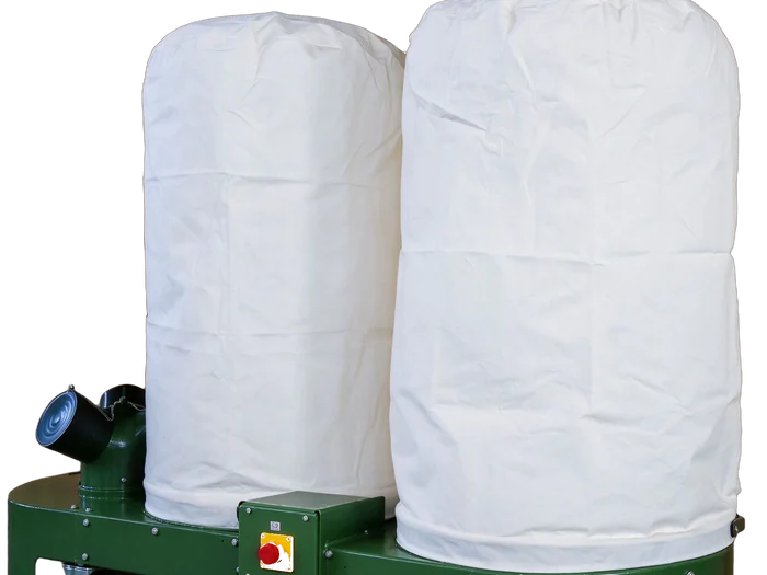 Filtersack über Sammelsack, in der Mitte vom Stahlclip gehalten